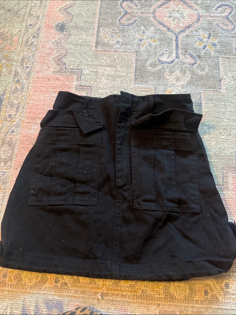 Zara Black Cargo Pocket Mini Skirt
